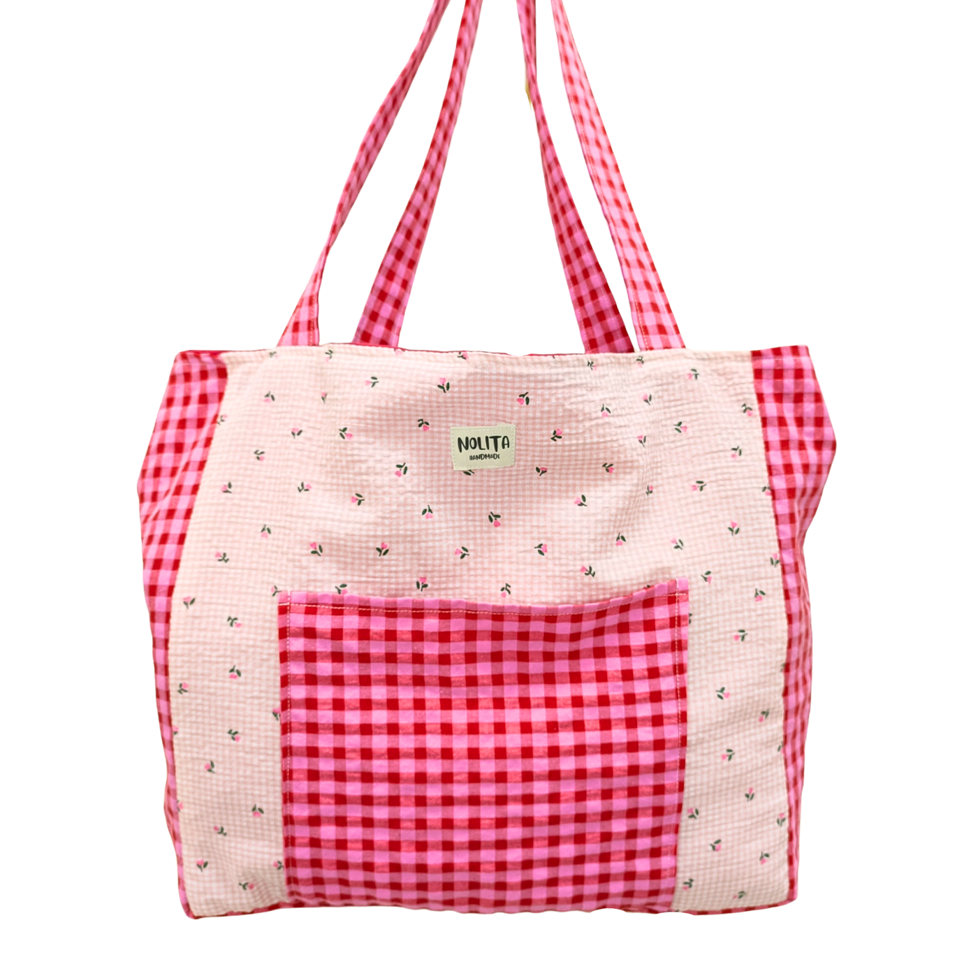 Nolita Bag Vichy Tulipanes y Fresa