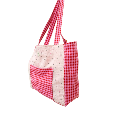 Nolita Bag Vichy Tulipanes y Fresa