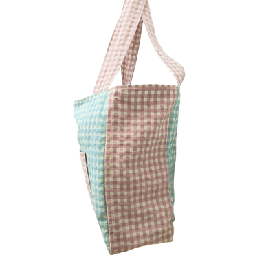 Nolita Bag Vichy Azul Cielo y Rosa Empolvado