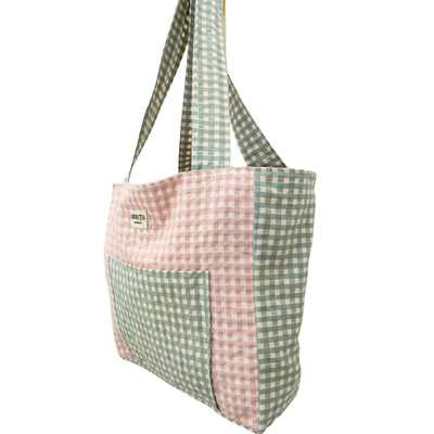 Nolita Bag Vichy Gris y Rosa Empolvado